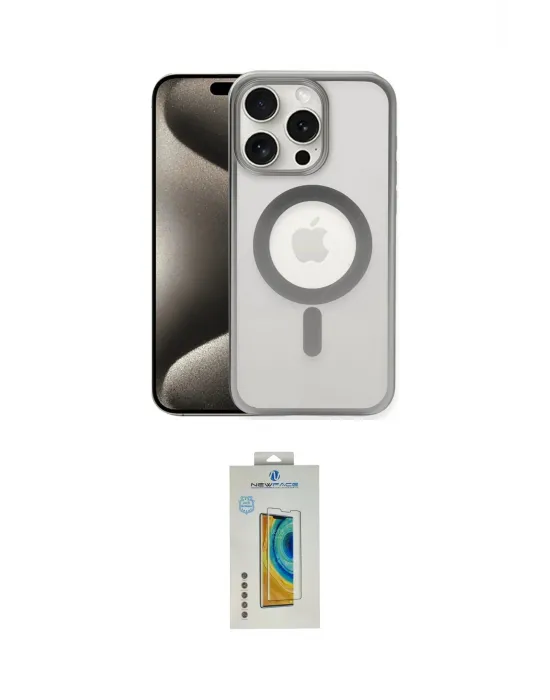 ieg™ iPhone 15 Pro Kılıf Siluet Çizgi Serisi - Siyah Polymer Nano Ekran Koruyucu