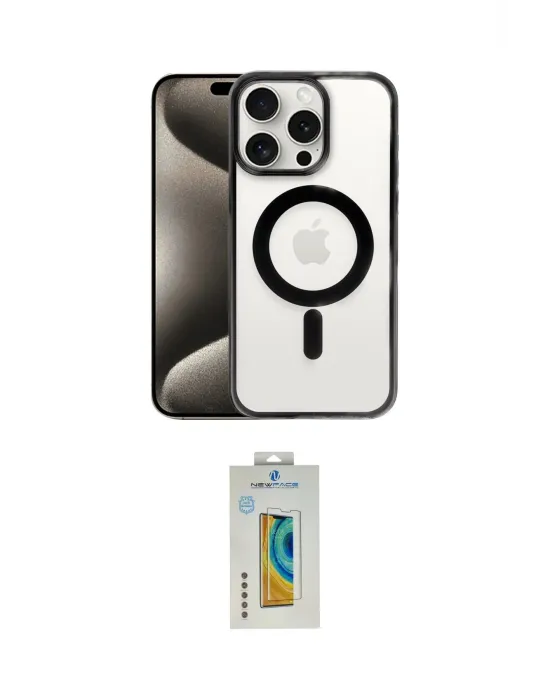 ieg™ iPhone 15 Pro Kılıf Siluet Çizgi Serisi - Siyah Polymer Nano Ekran Koruyucu