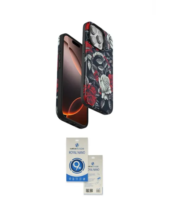 ieg™ iPhone 15 Pro Kılıf Siluet Doku - Şeffaf Royal Nano Ekran Koruyucu