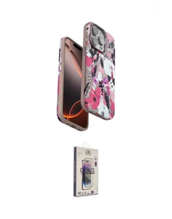 ieg™ iPhone 15 Pro Kılıf Siluet Doku - Siyah Bilvis 3D Cam Ekran Koruyucu