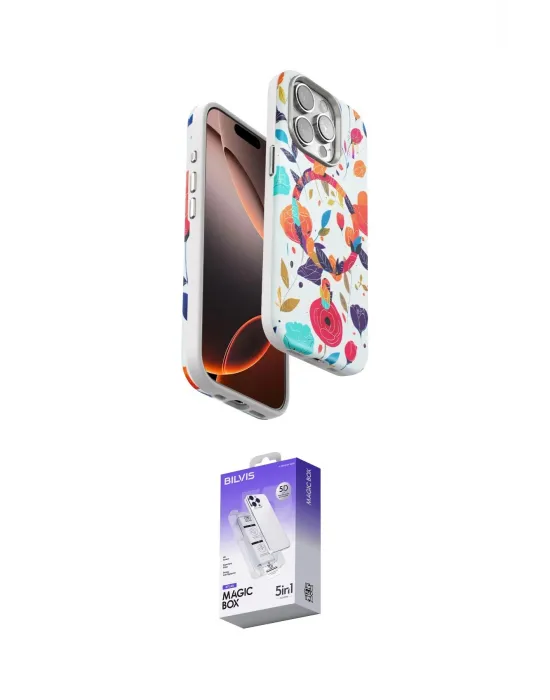 ieg™ iPhone 15 Pro Kılıf Siluet Doku - Siyah Bilvis 5in1 3D Magic Cam Ekran Koruyucu