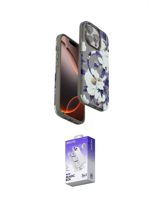 ieg™ iPhone 15 Pro Kılıf Siluet Doku - Siyah Bilvis 5in1 3D Magic Cam Ekran Koruyucu