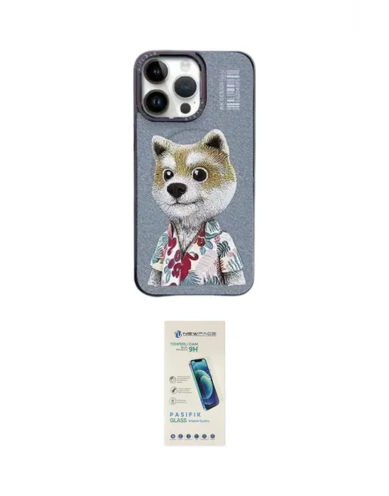 ieg™ iPhone 15 Pro Kılıf Siluet Modern Özel Seri - Şeffaf Pasifik Cam Ekran Koruyucu