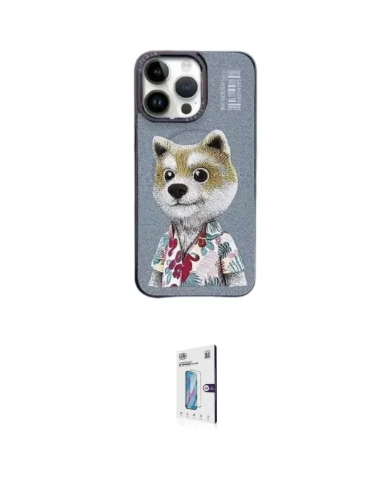 ieg™ iPhone 15 Pro Kılıf Siluet Modern Özel Seri - Siyah Bilvis 0.18mm Plus Cam Ekran Koruyucu