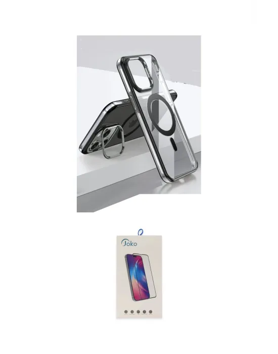 ieg™ iPhone 15 Pro Kılıf Vadi Çizgi Özel Seri - Siyah Joko 5D Cam