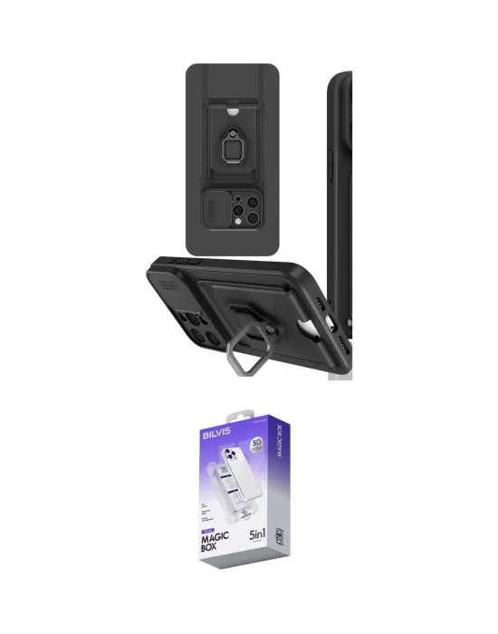 ieg™ iPhone 15 Pro Kılıf Vadi Form Prime - Siyah Bilvis 5in1 3D Magic Cam Ekran Koruyucu