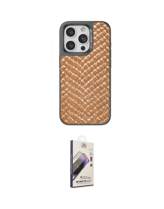 ieg™ iPhone 15 Pro Kılıf Vadi Özel Seri - Siyah Bilvis 3D Mat Cam Ekran Koruyucu
