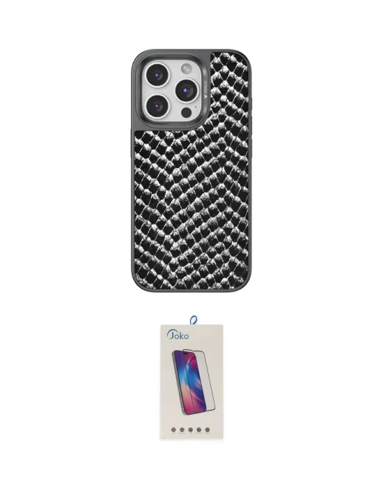 ieg™ iPhone 15 Pro Kılıf Vadi Özel Seri - Siyah Joko 5D Cam