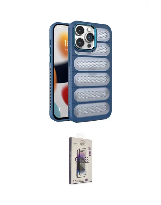 ieg™ iPhone 15 Pro Kılıf Yadigar Doku Özel Seri - Siyah Bilvis 3D Cam Ekran Koruyucu