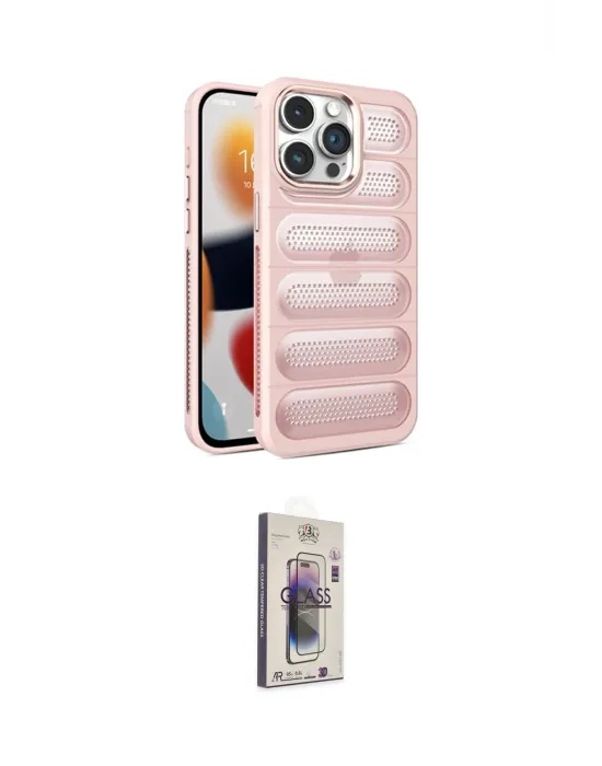 ieg™ iPhone 15 Pro Kılıf Yadigar Doku Özel Seri - Siyah Bilvis 3D Cam Ekran Koruyucu