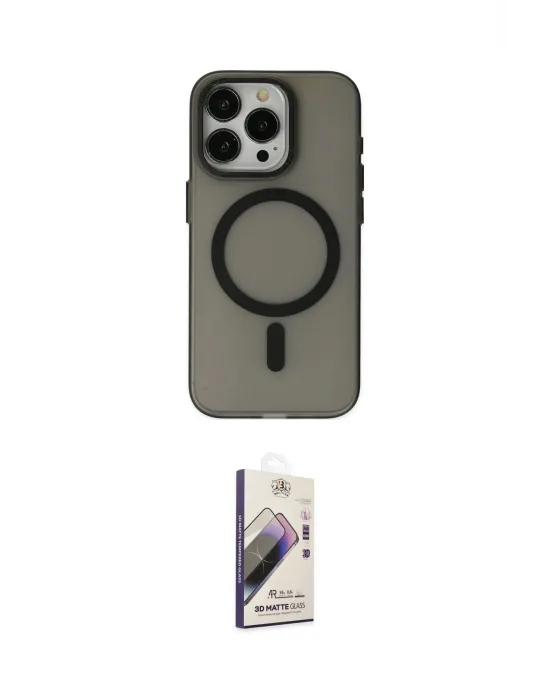 ieg™ iPhone 15 Pro Kılıf Yadigar Işık - Siyah Bilvis 3D Mat Cam Ekran Koruyucu