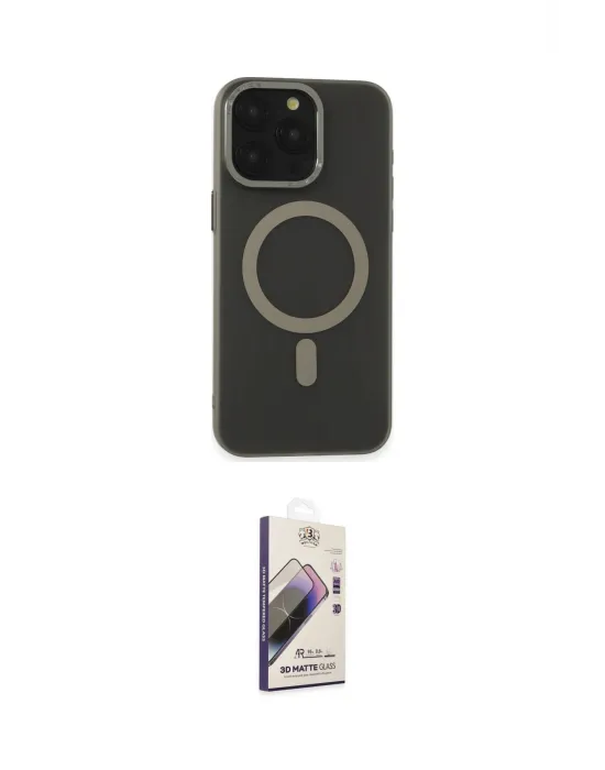 ieg™ iPhone 15 Pro Kılıf Yadigar Işık - Siyah Bilvis 3D Mat Cam Ekran Koruyucu