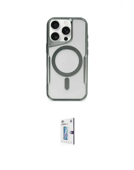ieg™ iPhone 15 Pro Kılıf Yadigar Klasik Özel Seri - Siyah Bilvis 0.18mm Plus Cam Ekran Koruyucu