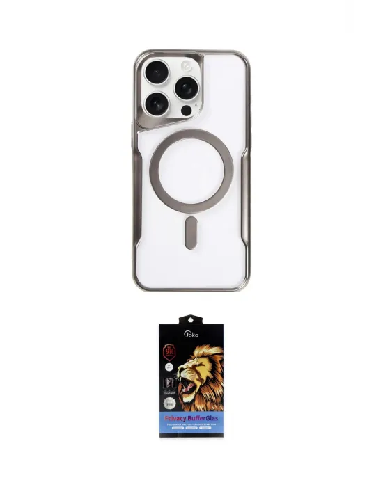 ieg™ iPhone 15 Pro Kılıf Yadigar Klasik Özel Seri - Siyah Buffer Hayalet Cam Ekran Koruyucu