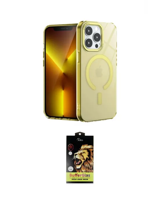 ieg™ iPhone 15 Pro Kılıf Yankı Çizgi - Siyah Buffer Cam Ekran Koruyucu