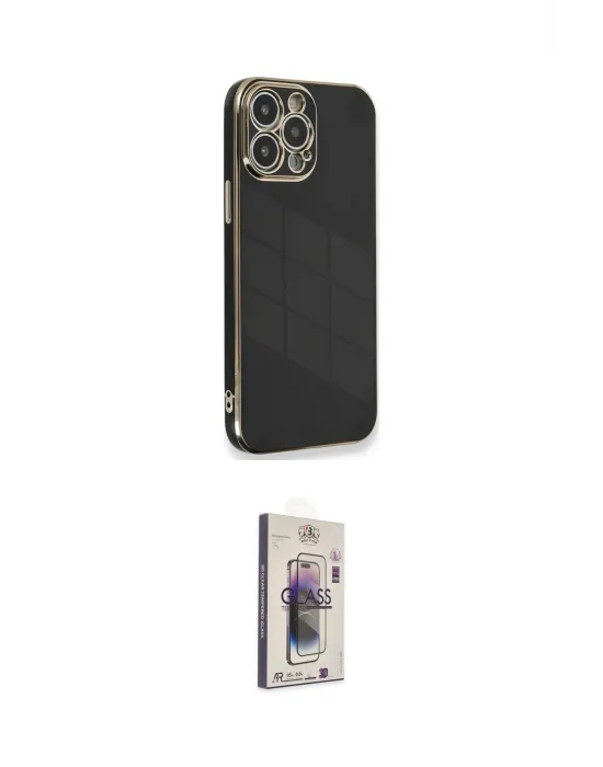 ieg™ iPhone 15 Pro Kılıf Yankı Serisi - Siyah Bilvis 3D Cam Ekran Koruyucu