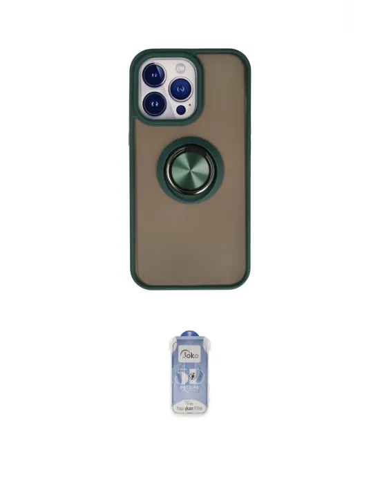 ieg™ iPhone 15 Pro Kılıf Yörünge Çizgi - Siyah Joko Magic 5D Cam
