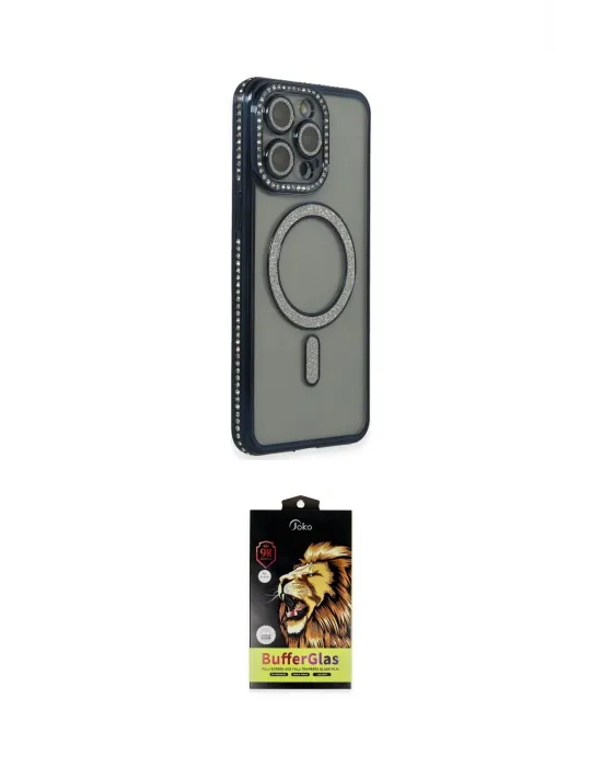 ieg™ iPhone 15 Pro Kılıf Zirve Doku Prime - Siyah Buffer Cam Ekran Koruyucu