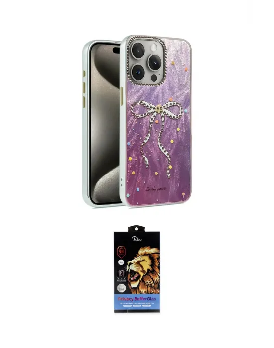 ieg™ iPhone 15 Pro Kılıf Zirve Modern Prime - Siyah Buffer Hayalet Cam Ekran Koruyucu