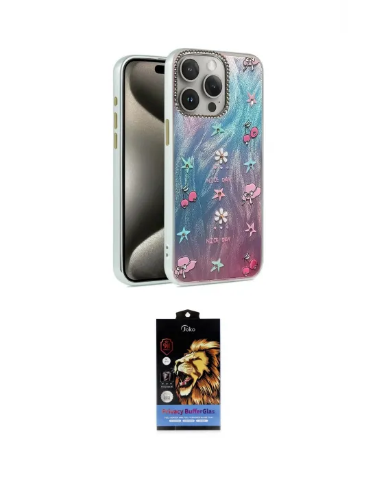 ieg™ iPhone 15 Pro Kılıf Zirve Modern Prime - Siyah Buffer Hayalet Cam Ekran Koruyucu