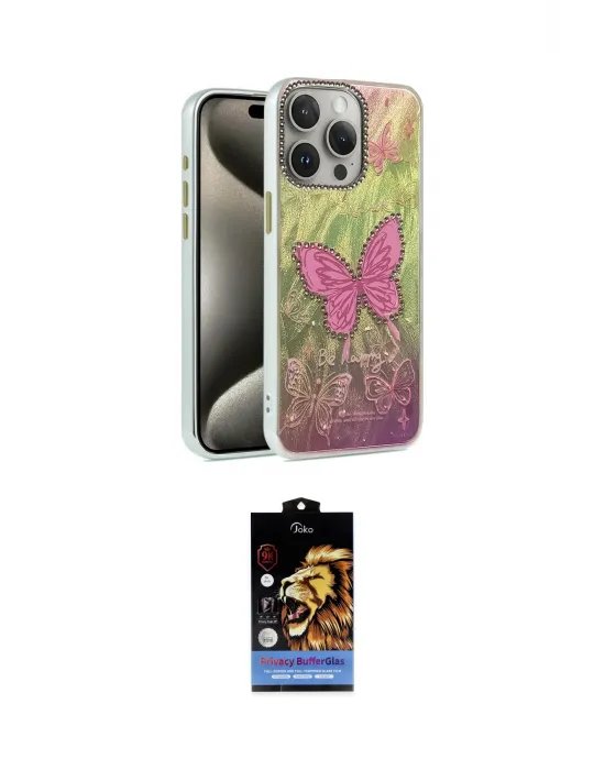 ieg™ iPhone 15 Pro Kılıf Zirve Modern Prime - Siyah Buffer Hayalet Cam Ekran Koruyucu