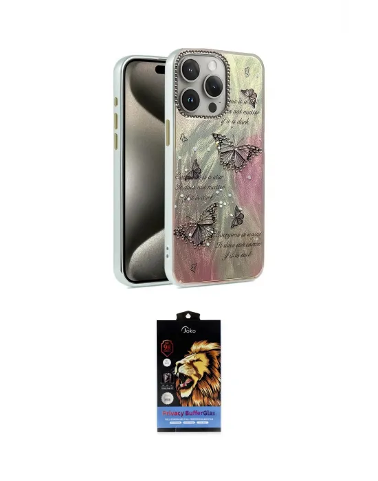 ieg™ iPhone 15 Pro Kılıf Zirve Modern Prime - Siyah Buffer Hayalet Cam Ekran Koruyucu