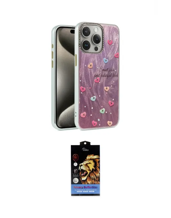ieg™ iPhone 15 Pro Kılıf Zirve Modern Prime - Siyah Buffer Hayalet Cam Ekran Koruyucu