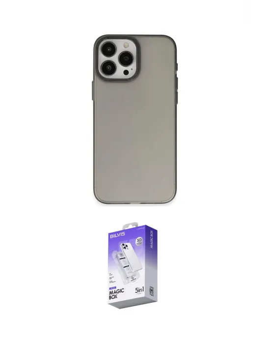 ieg™ iPhone 15 Pro Max Kılıf Ahenk Çizgi Prime - Siyah Bilvis 5in1 3D Magic Cam Ekran Koruyucu