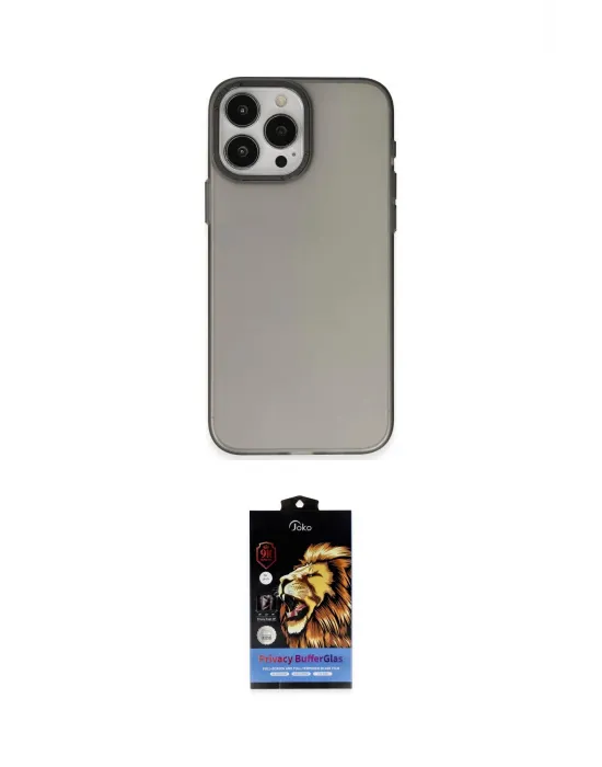 ieg™ iPhone 15 Pro Max Kılıf Ahenk Çizgi Prime - Siyah Buffer Hayalet Cam Ekran Koruyucu