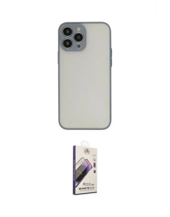 ieg™ iPhone 15 Pro Max Kılıf Ahenk Çizgi Serisi - Siyah Bilvis 3D Mat Cam Ekran Koruyucu