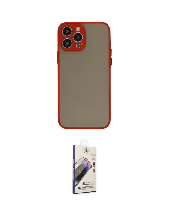 ieg™ iPhone 15 Pro Max Kılıf Ahenk Çizgi Serisi - Siyah Bilvis 3D Mat Cam Ekran Koruyucu