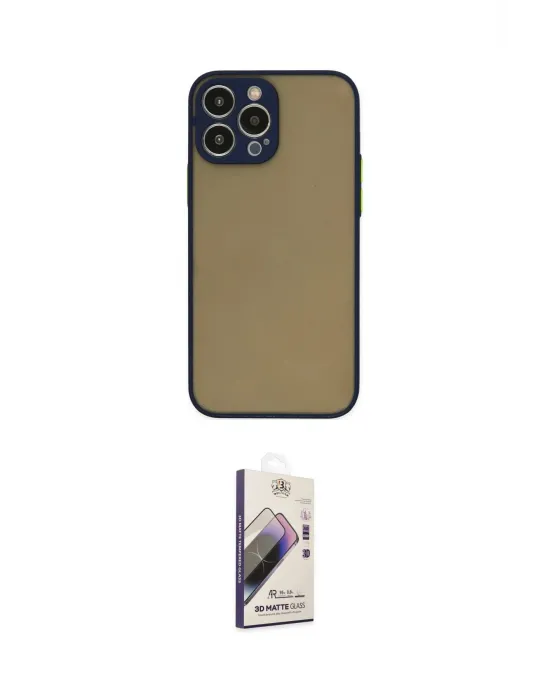ieg™ iPhone 15 Pro Max Kılıf Ahenk Çizgi Serisi - Siyah Bilvis 3D Mat Cam Ekran Koruyucu