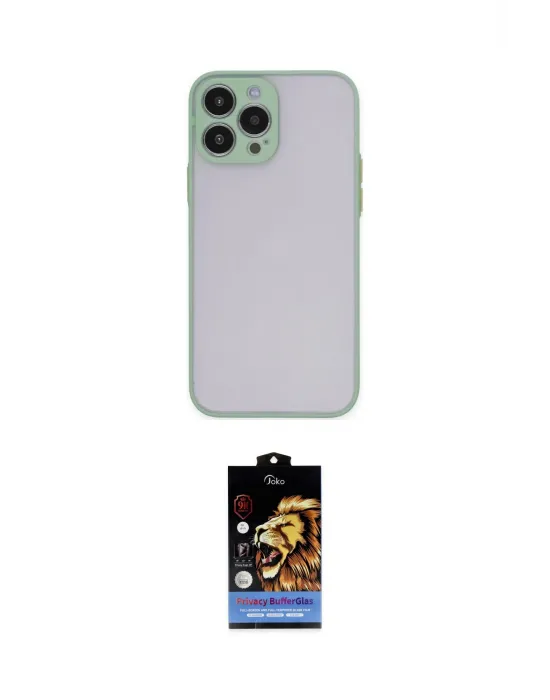 ieg™ iPhone 15 Pro Max Kılıf Ahenk Çizgi Serisi - Siyah Buffer Hayalet Cam Ekran Koruyucu