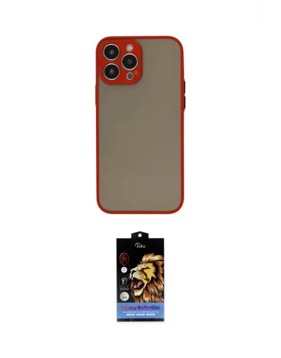 ieg™ iPhone 15 Pro Max Kılıf Ahenk Çizgi Serisi - Siyah Buffer Hayalet Cam Ekran Koruyucu