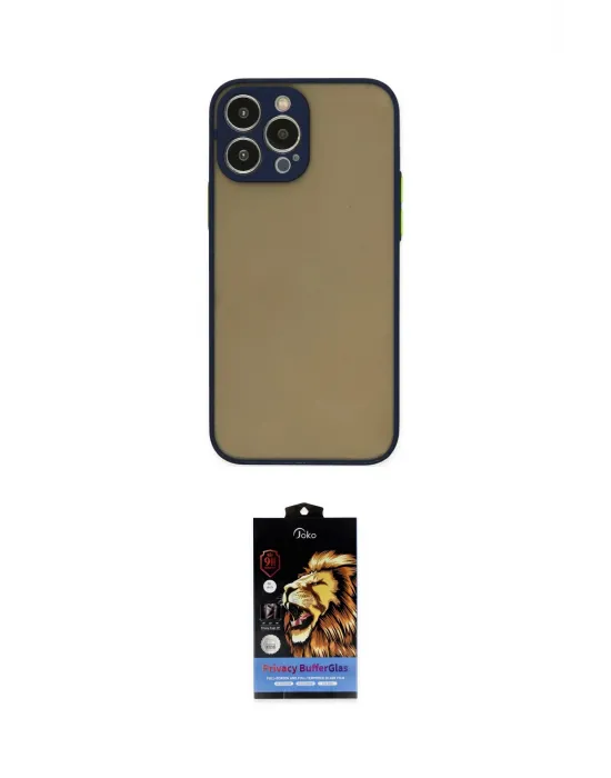 ieg™ iPhone 15 Pro Max Kılıf Ahenk Çizgi Serisi - Siyah Buffer Hayalet Cam Ekran Koruyucu