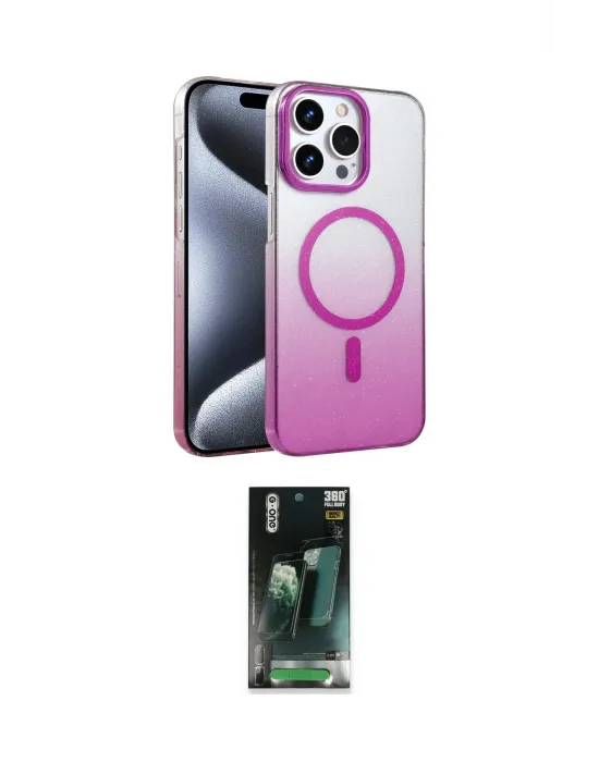 ieg™ iPhone 15 Pro Max Kılıf Ahenk Doku Özel Seri - Şeffaf 360 Full Body Arka Koruyucu
