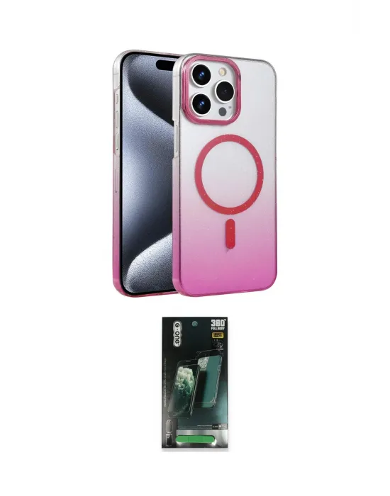 ieg™ iPhone 15 Pro Max Kılıf Ahenk Doku Özel Seri - Şeffaf 360 Full Body Arka Koruyucu
