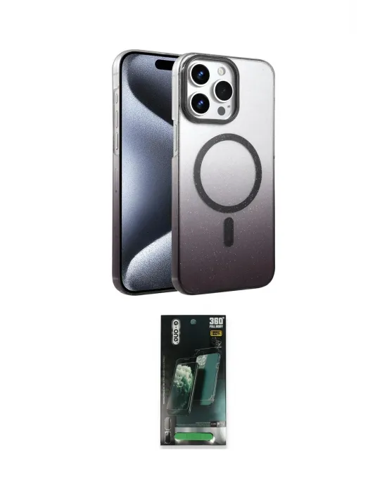 ieg™ iPhone 15 Pro Max Kılıf Ahenk Doku Özel Seri - Şeffaf 360 Full Body Arka Koruyucu