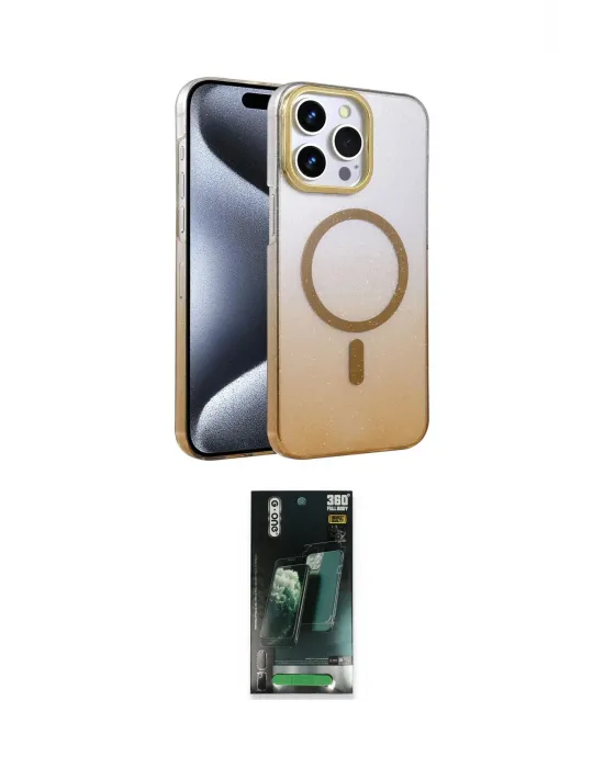 ieg™ iPhone 15 Pro Max Kılıf Ahenk Doku Özel Seri - Siyah 360 Mat Full Body Arka Koruyucu