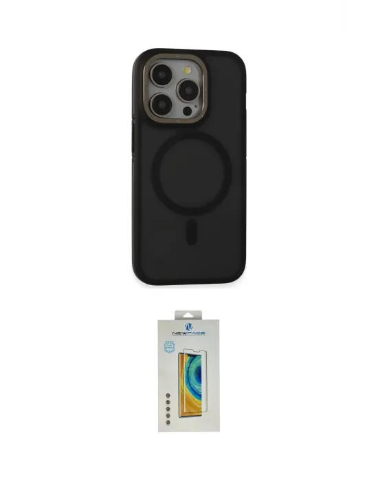 ieg™ iPhone 15 Pro Max Kılıf Ahenk Form Serisi - Siyah Polymer Nano Ekran Koruyucu