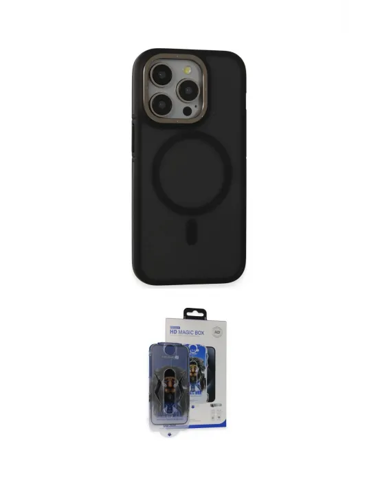 ieg™ iPhone 15 Pro Max Kılıf Ahenk Form Serisi - Siyah Vanessa Magic Cam