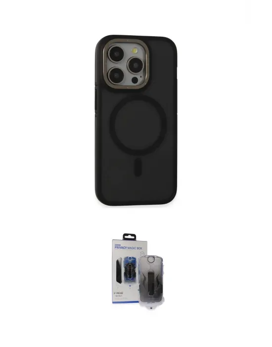 ieg™ iPhone 15 Pro Max Kılıf Ahenk Form Serisi - Siyah Vanessa Magic Hayalet Cam