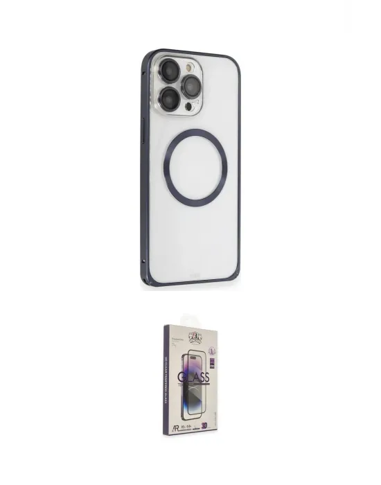 ieg™ iPhone 15 Pro Max Kılıf Ahenk Işık Serisi - Siyah Bilvis 3D Cam Ekran Koruyucu