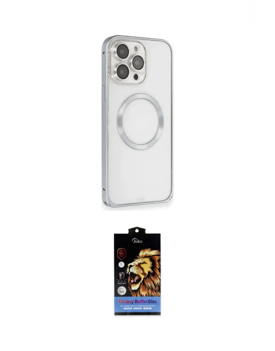 ieg™ iPhone 15 Pro Max Kılıf Ahenk Işık Serisi - Siyah Buffer Hayalet Cam Ekran Koruyucu