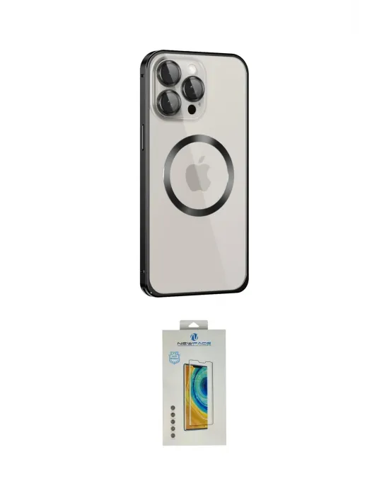 ieg™ iPhone 15 Pro Max Kılıf Ahenk Işık Serisi - Siyah Polymer Nano Ekran Koruyucu