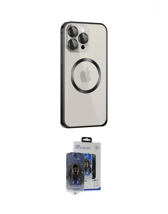ieg™ iPhone 15 Pro Max Kılıf Ahenk Işık Serisi - Siyah Vanessa Magic Cam