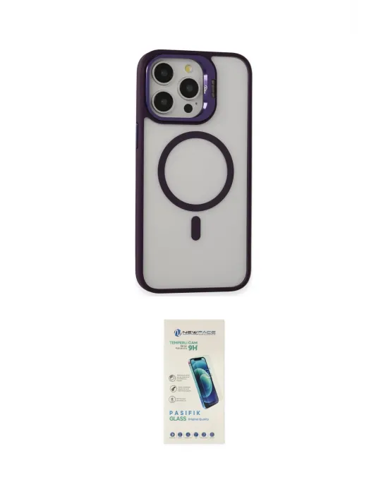 ieg™ iPhone 15 Pro Max Kılıf Ahenk Klasik Özel Seri - Şeffaf Pasifik Cam Ekran Koruyucu