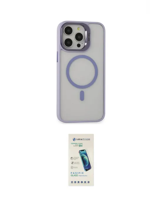 ieg™ iPhone 15 Pro Max Kılıf Ahenk Klasik Özel Seri - Şeffaf Pasifik Cam Ekran Koruyucu
