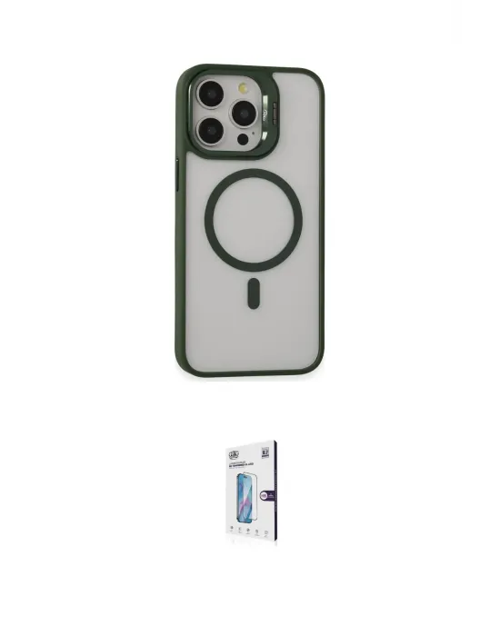 ieg™ iPhone 15 Pro Max Kılıf Ahenk Klasik Özel Seri - Siyah Bilvis 0.18mm Plus Cam Ekran Koruyucu