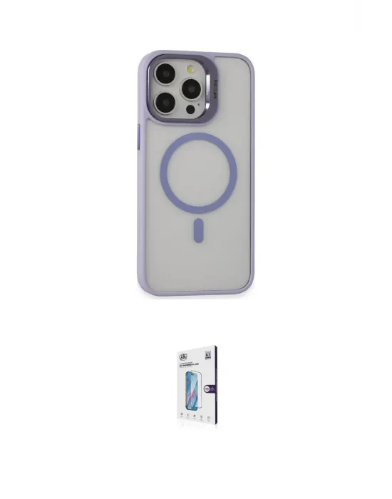 ieg™ iPhone 15 Pro Max Kılıf Ahenk Klasik Özel Seri - Siyah Bilvis 0.18mm Plus Cam Ekran Koruyucu